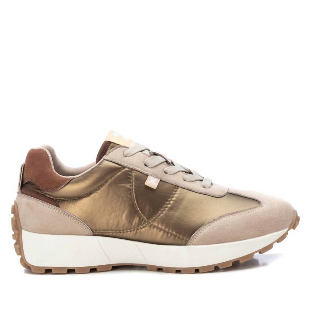 NEW XTI women's lace-up sneakers in gold